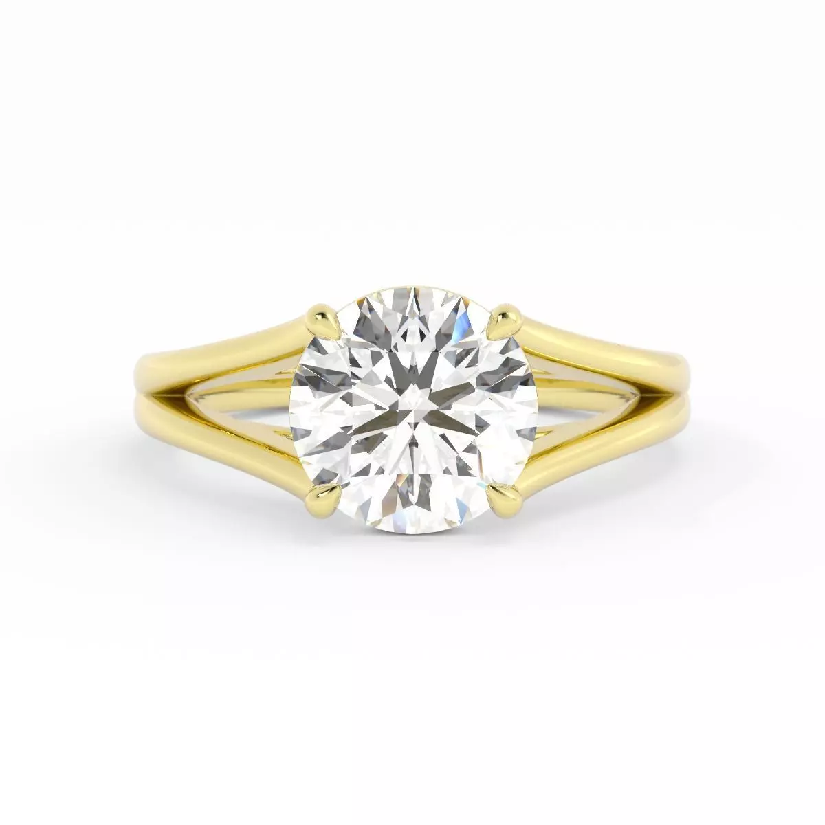 Round Diamond Split Shank Solitaire Ring 3dm 3D print model_0