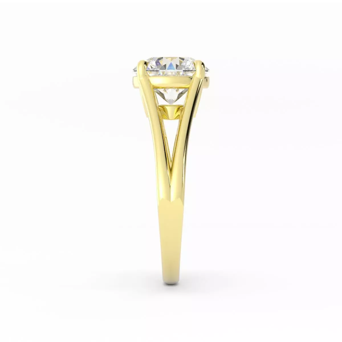 Round Diamond Split Shank Solitaire Ring 3dm 3D print model_3