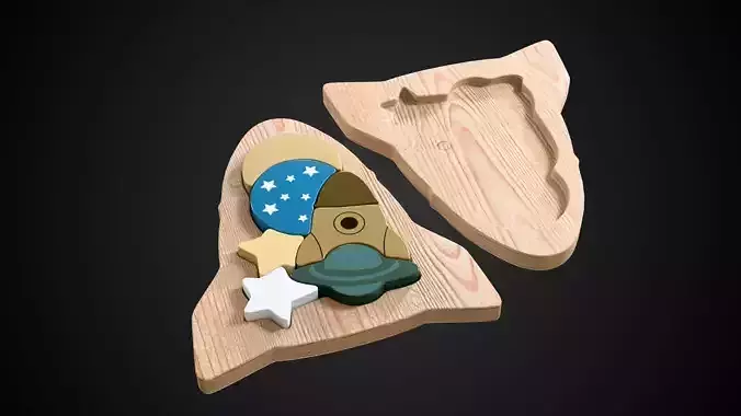 Wooden Rocket Puzzle