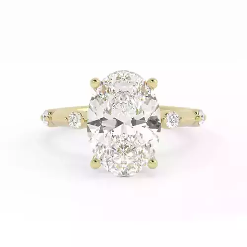 Oval Engagement Ring Solitaire With Round Accent Band 3dm