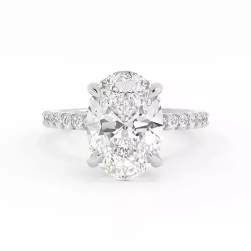 Oval Engagement Ring Solitaire With Hidden Halo 3DM