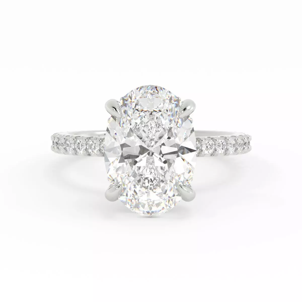 Oval Engagement Ring Solitaire With Hidden Halo 3DM 3D print model