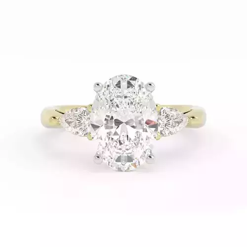 Oval Engagement Ring Solitaire With Pear Side Stones 3DM