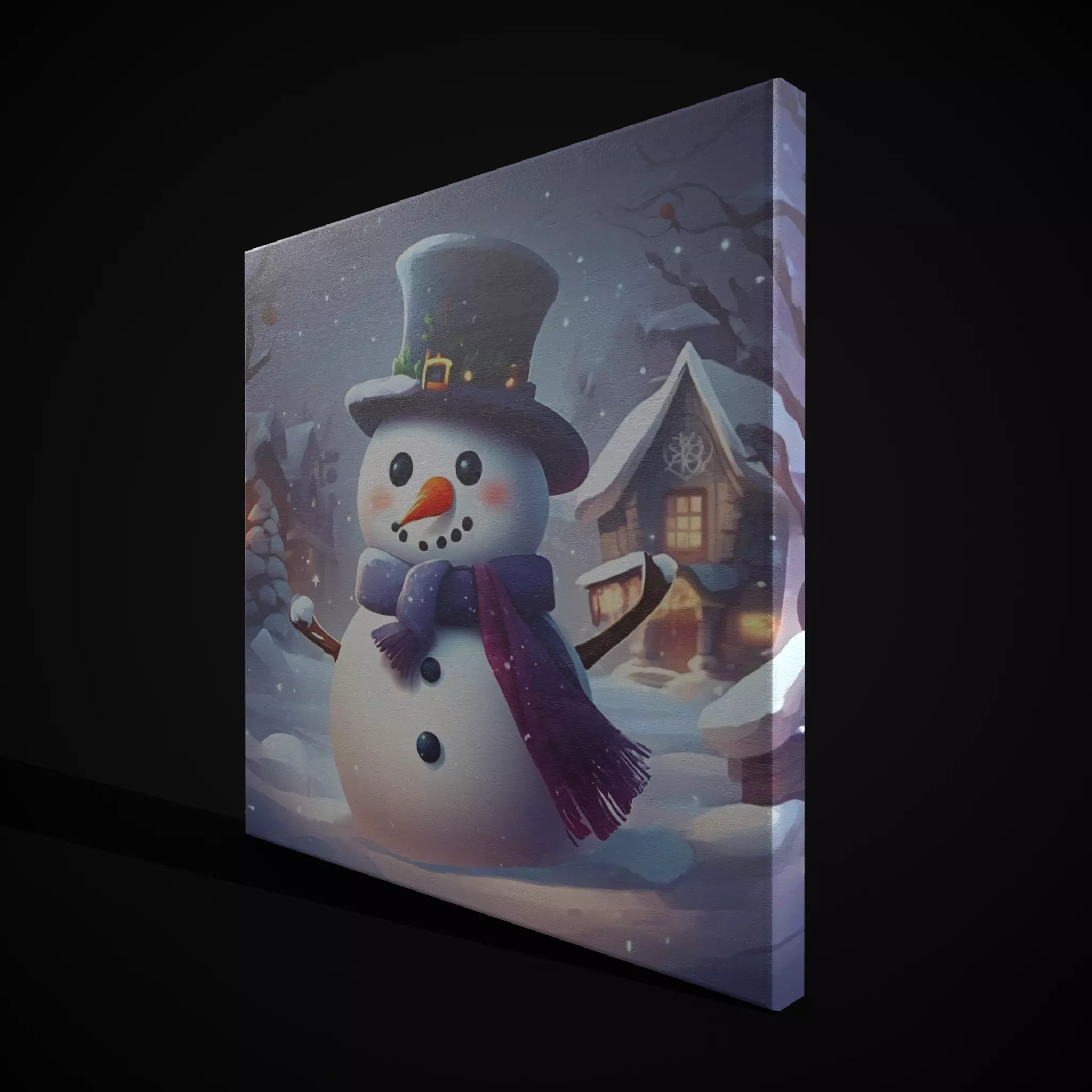 Christmas Snowman Painting Two Low-poly 3D model_13