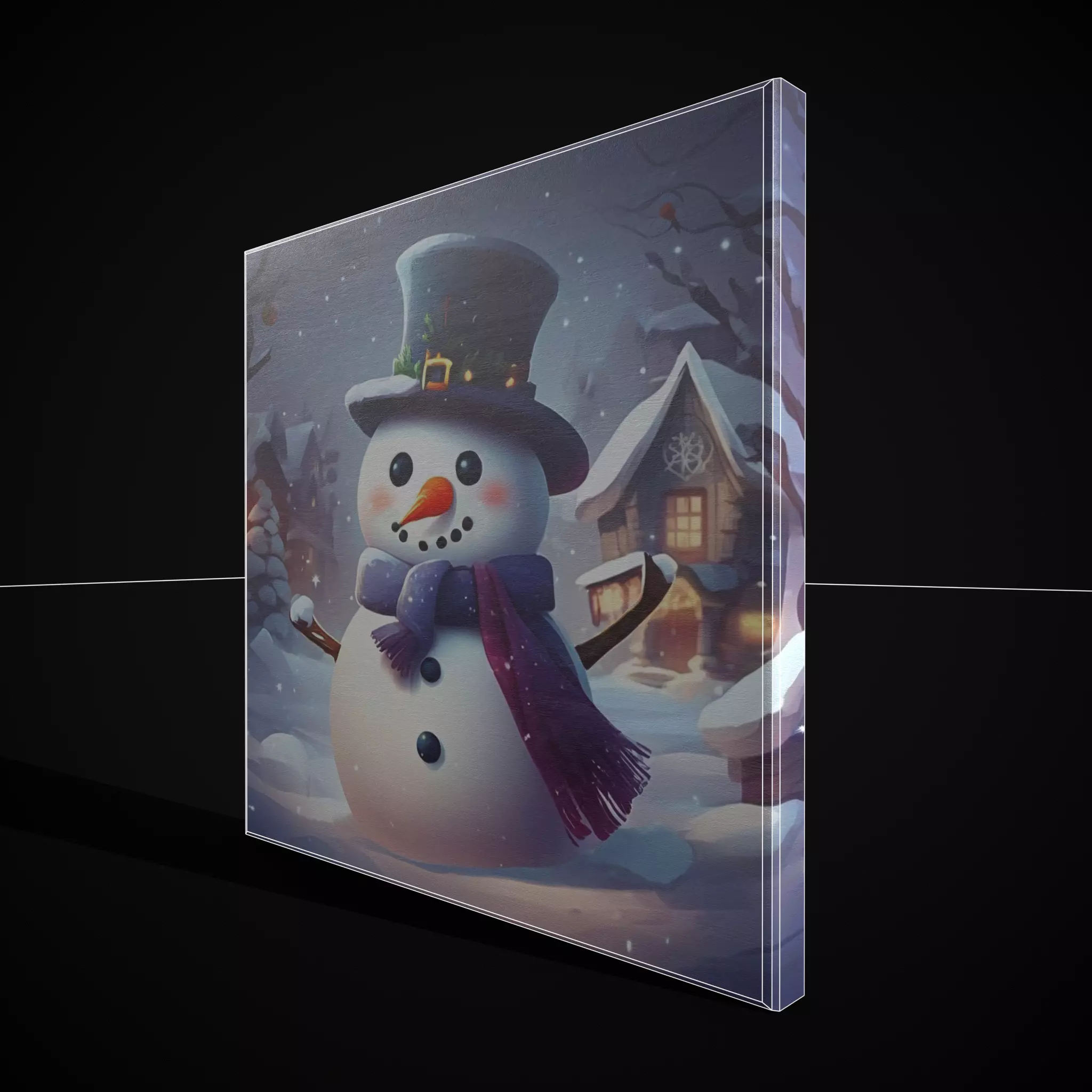 Christmas Snowman Painting Two Low-poly 3D model_14