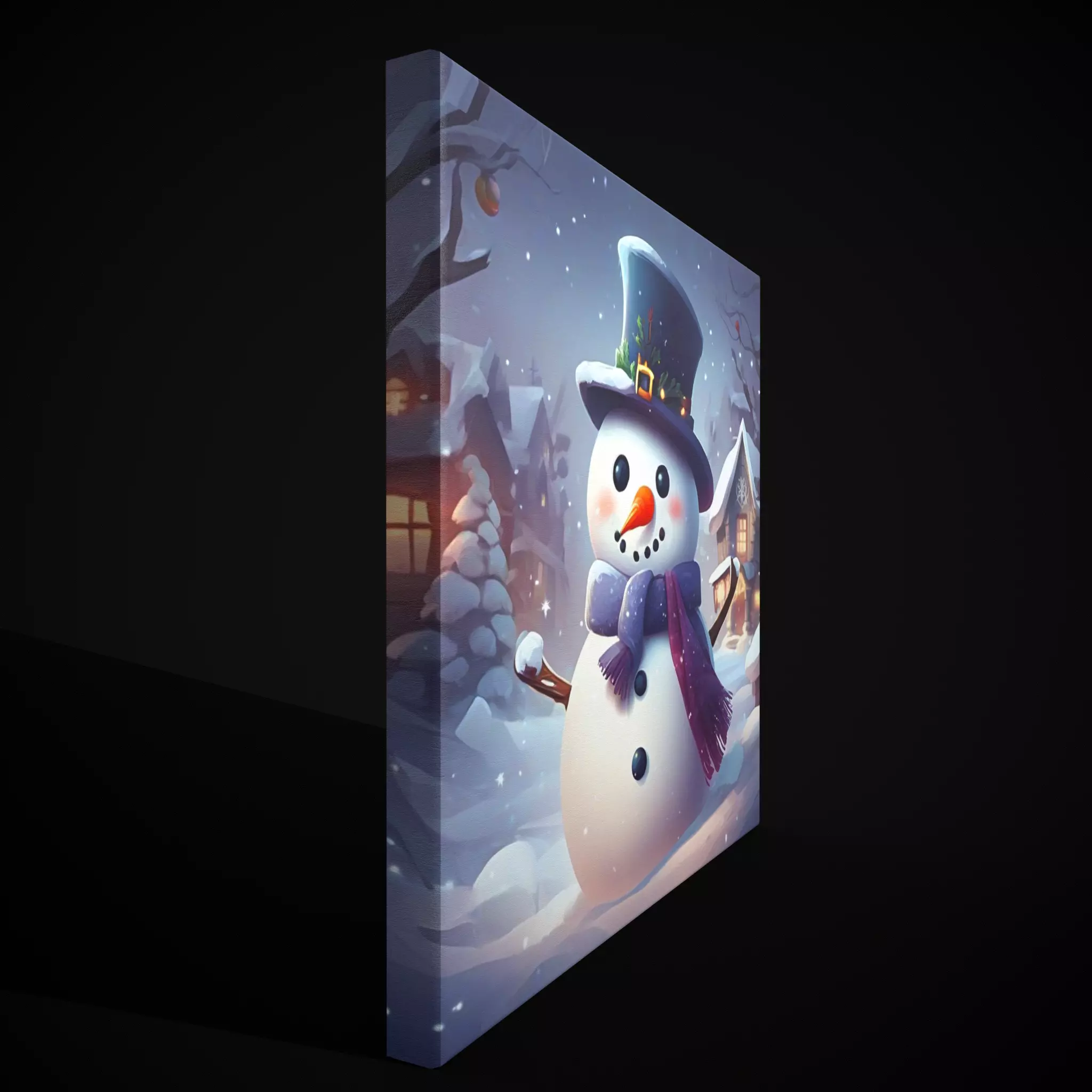 Christmas Snowman Painting Two Low-poly 3D model_5