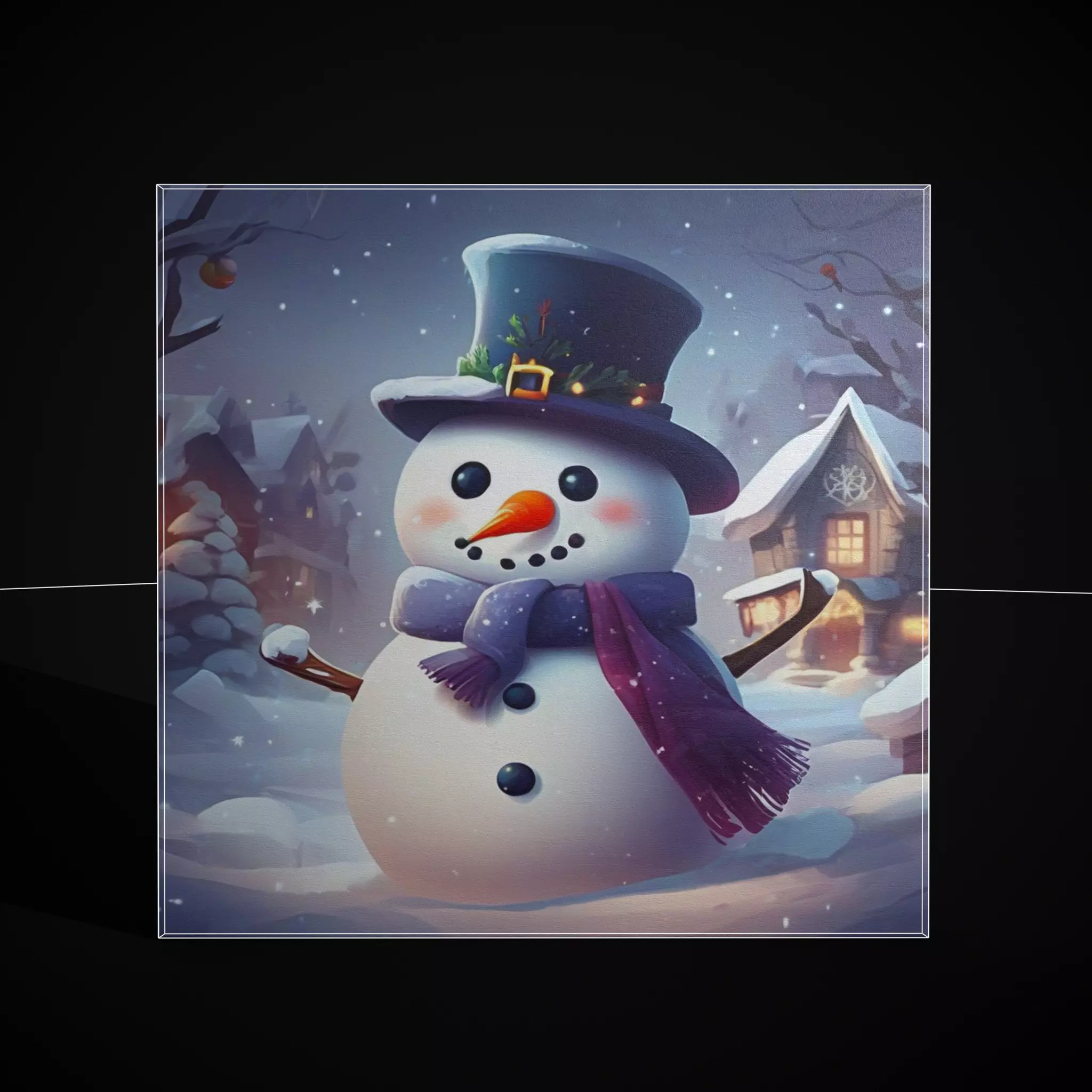 Christmas Snowman Painting Two Low-poly 3D model_2