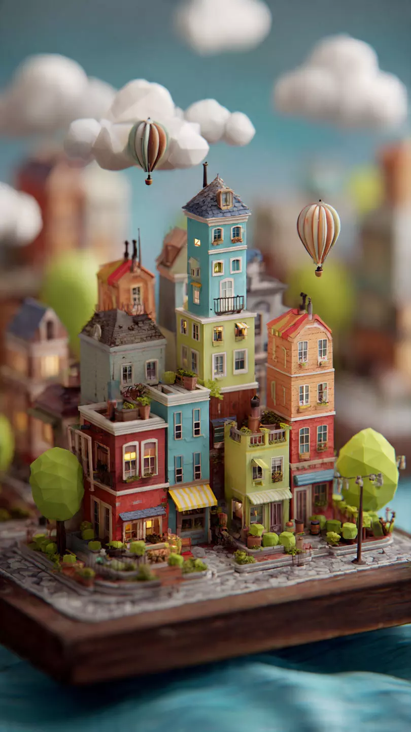 Whimsical Miniature Town Diorama 3D print model_0