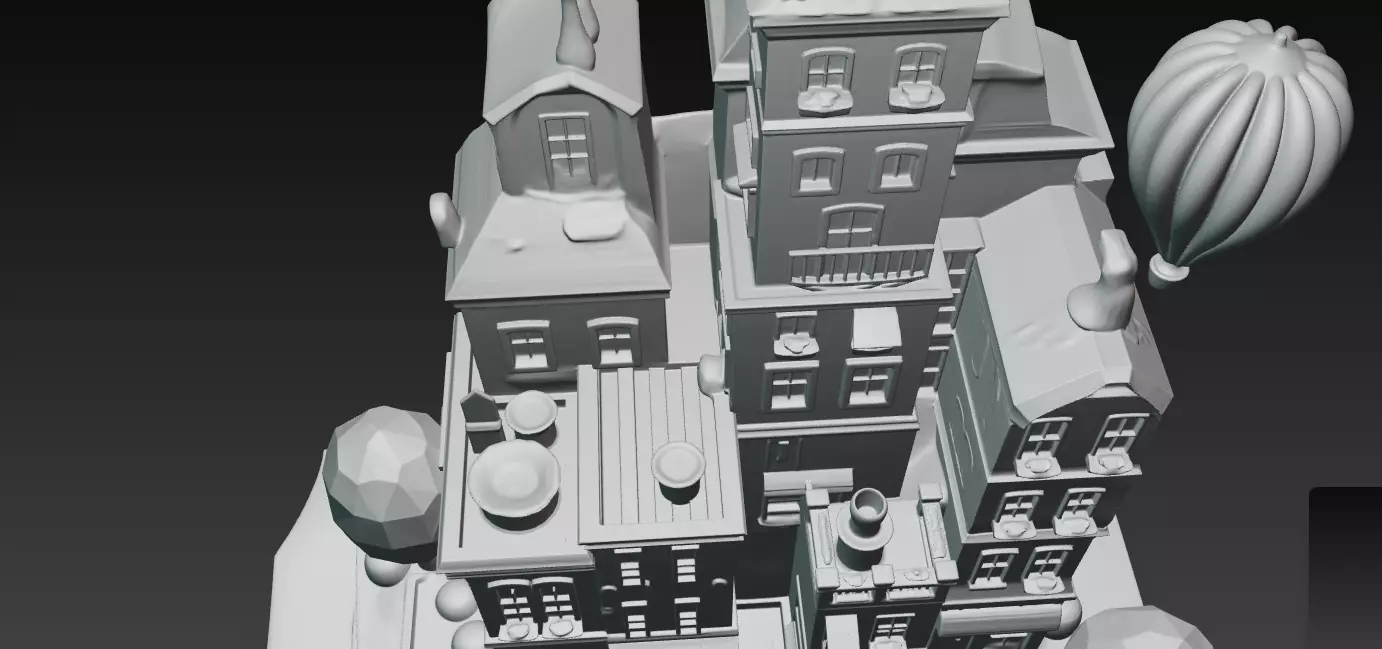 Whimsical Miniature Town Diorama 3D print model_5