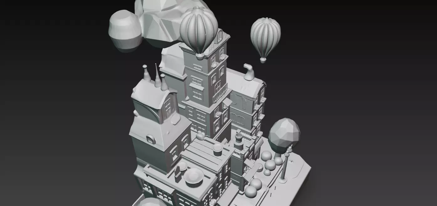 Whimsical Miniature Town Diorama 3D print model_1