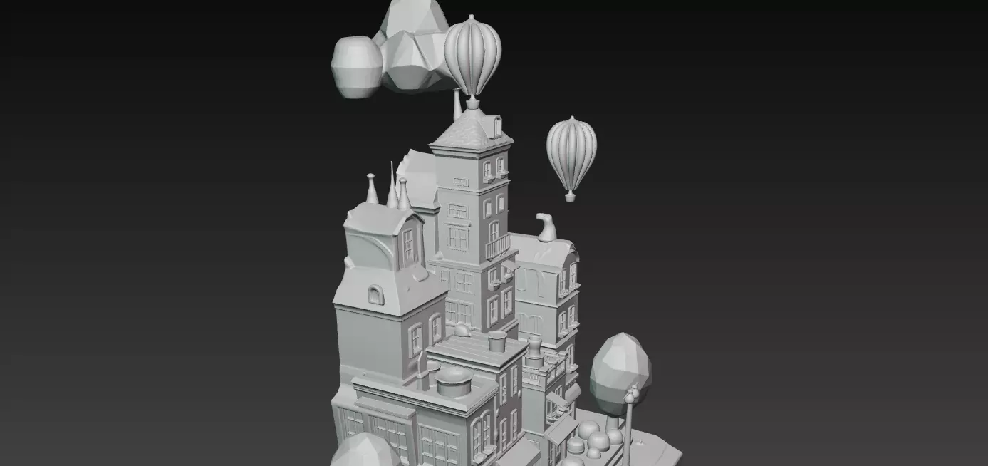 Whimsical Miniature Town Diorama 3D print model_7