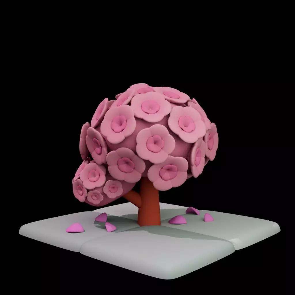 Sakura Tree Low-poly 3D model_4