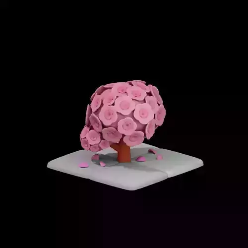 Stylized Sakura Cherry Blossom Tree Cartoon Nature Asset