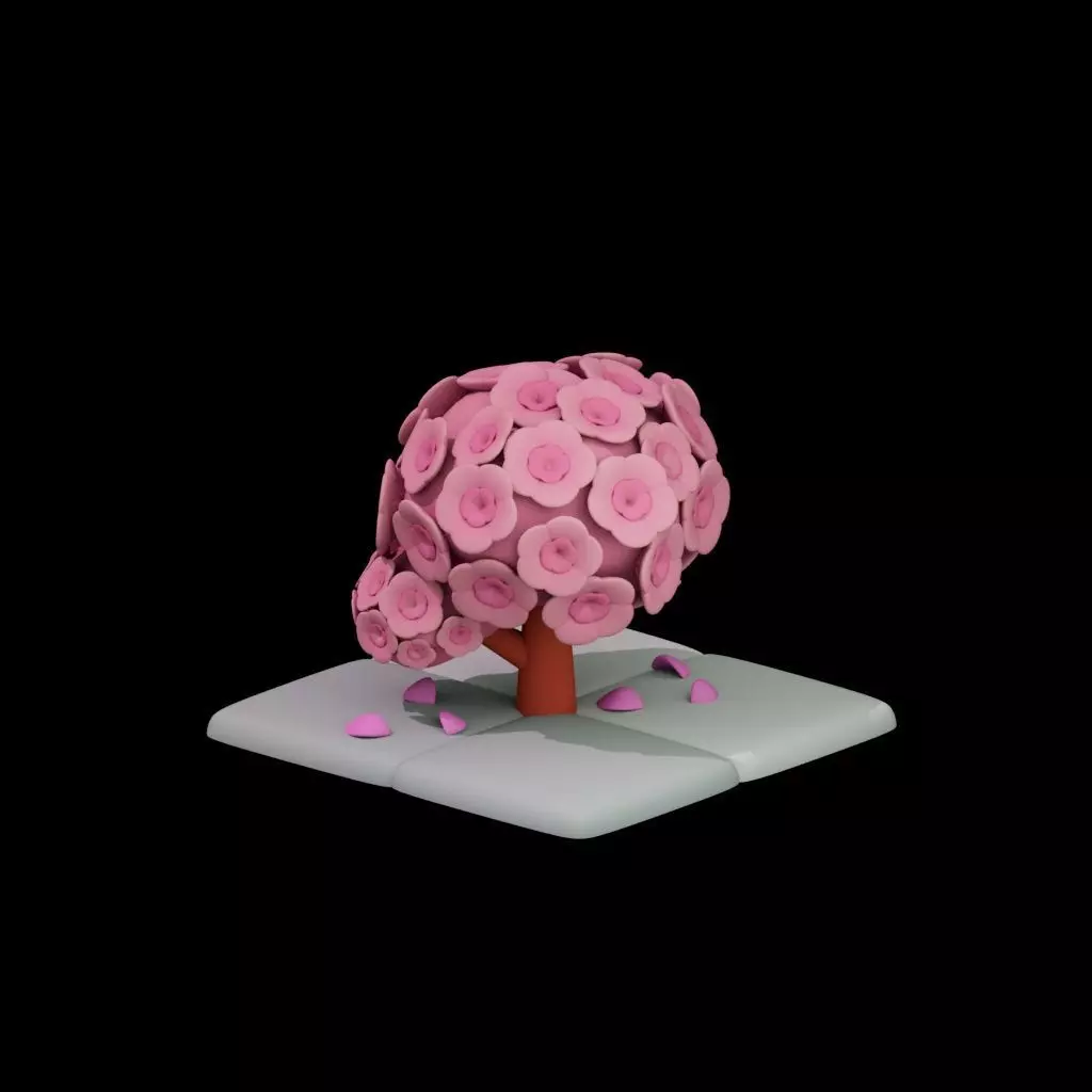 Sakura Tree Low-poly 3D model_0