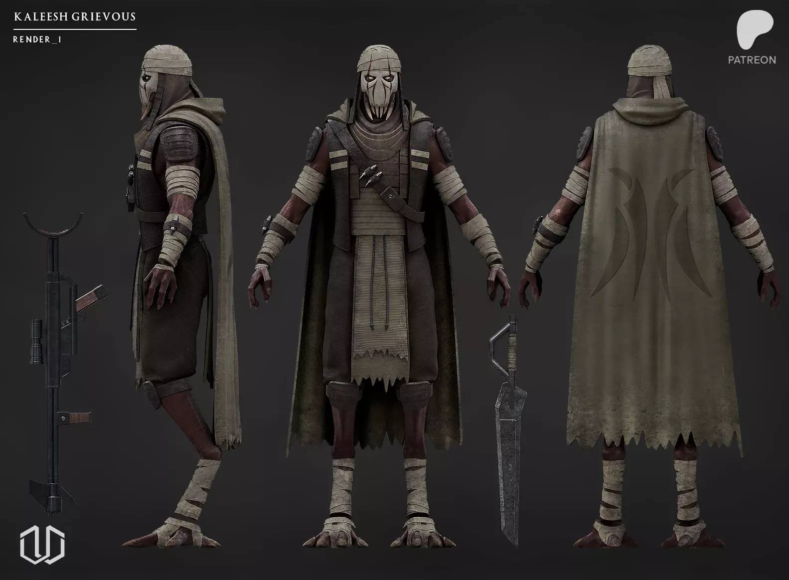 Kaleesh Grievous Action Figure Kit 3D print model_0