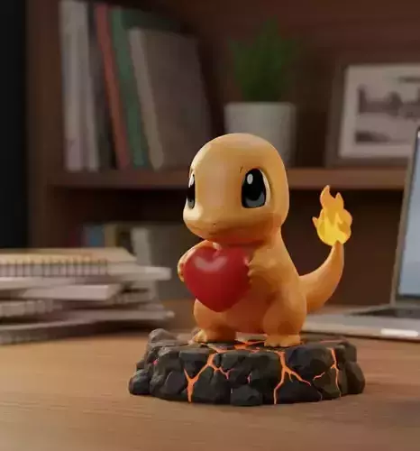 Pokemon Charmander Holding a Heart