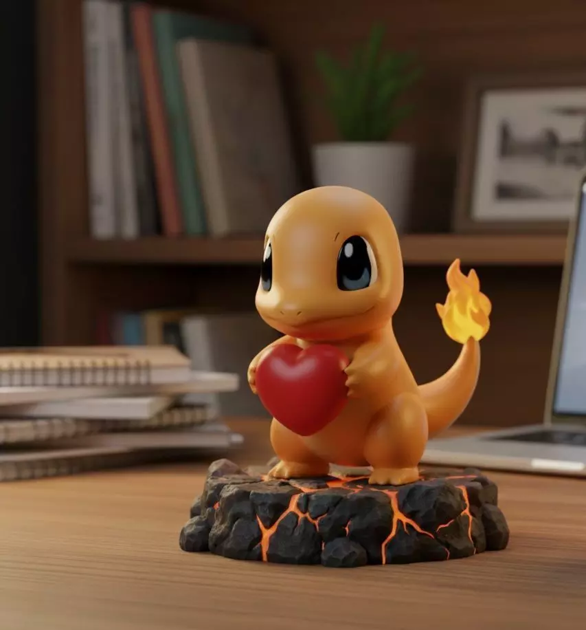 Pokemon Charmander Holding a Heart 3D print model_0