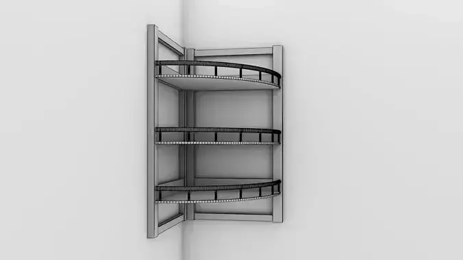 Modern Corner Wall Shelf 3D Model 3 Variants Wood And Glass