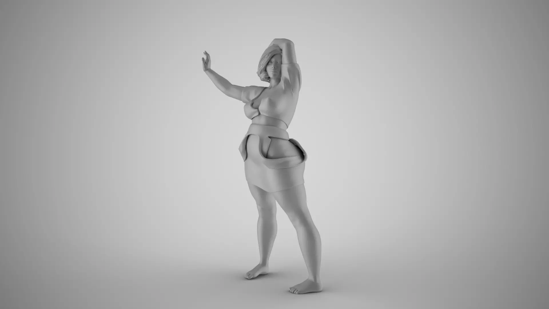Female Bow Legged Posture 3D print model_1