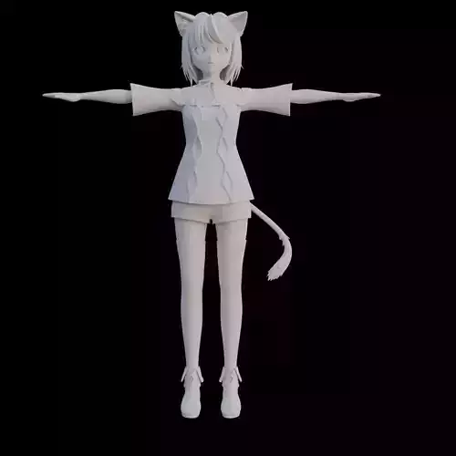 Cute Cat Girl VTuber Style 3D Model Anime Character 3D Print