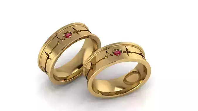 Heart beat wedding band