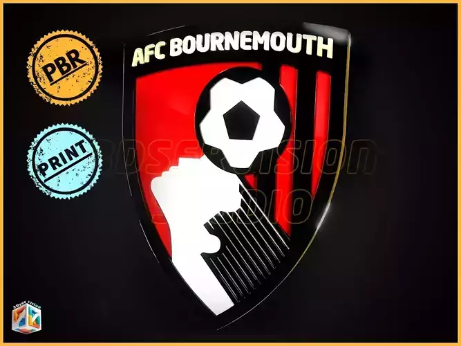 AFC Bournemouth football team club logo - cinematic - 3D print