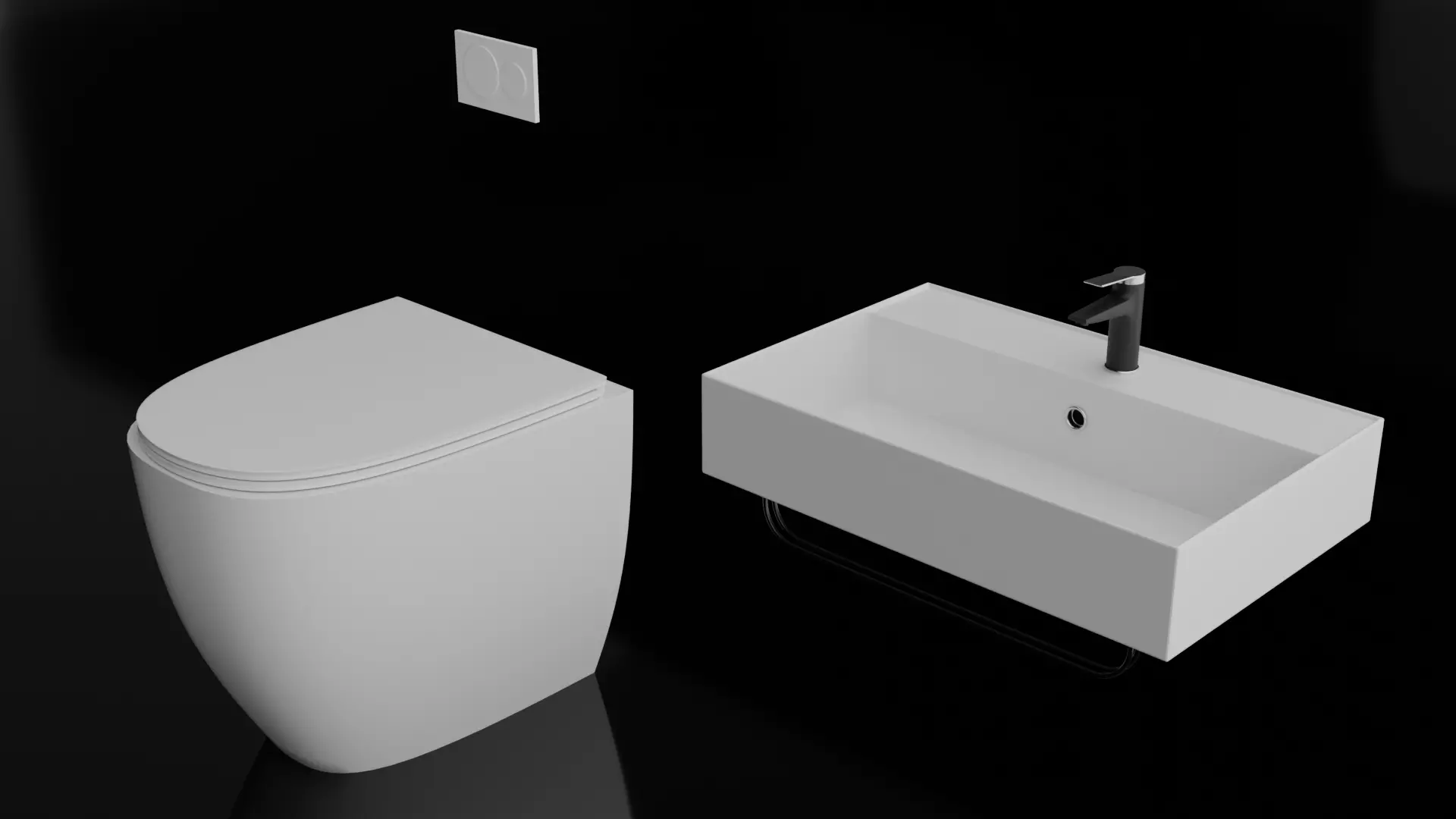 Modern Minimal Bathroom Sanitary Set High Poly  3D model_0