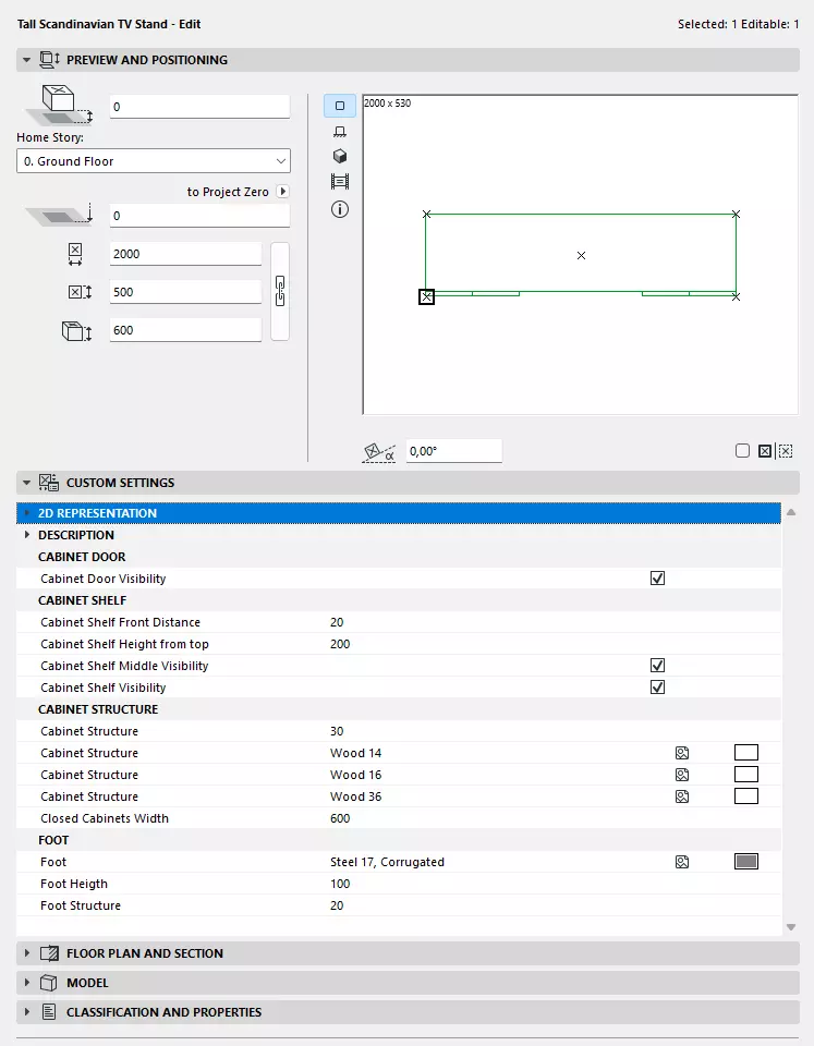 Tall Scandinavian TV Stand - Fully Parametric Archicad Object Low-poly 3D model_14