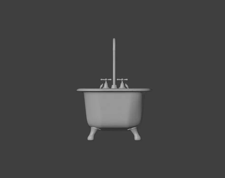 Rustic Repose Bathtub Low-poly 3D model_16