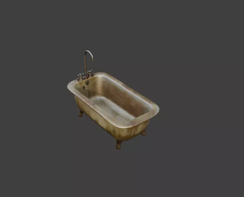 Rustic Repose Bathtub Low-poly 3D model_7