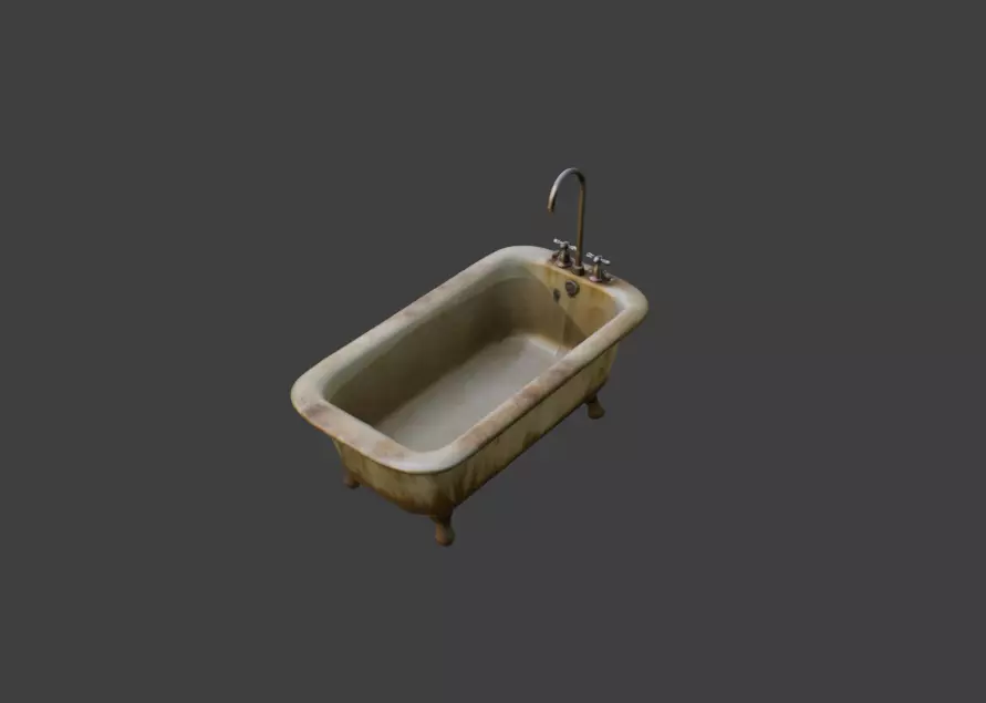 Rustic Repose Bathtub Low-poly 3D model_6