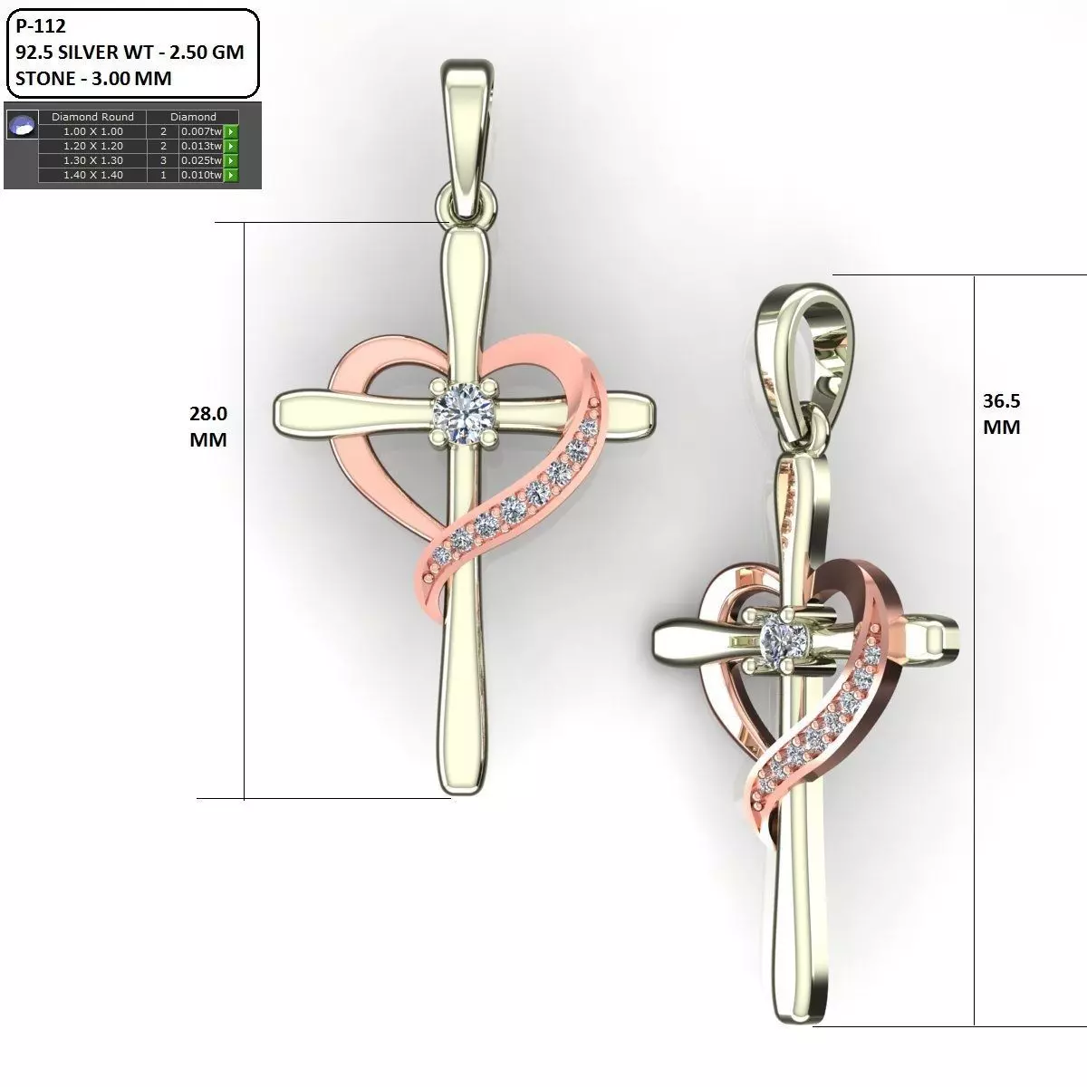 Holy Cross Pendant with Heart 3D print model