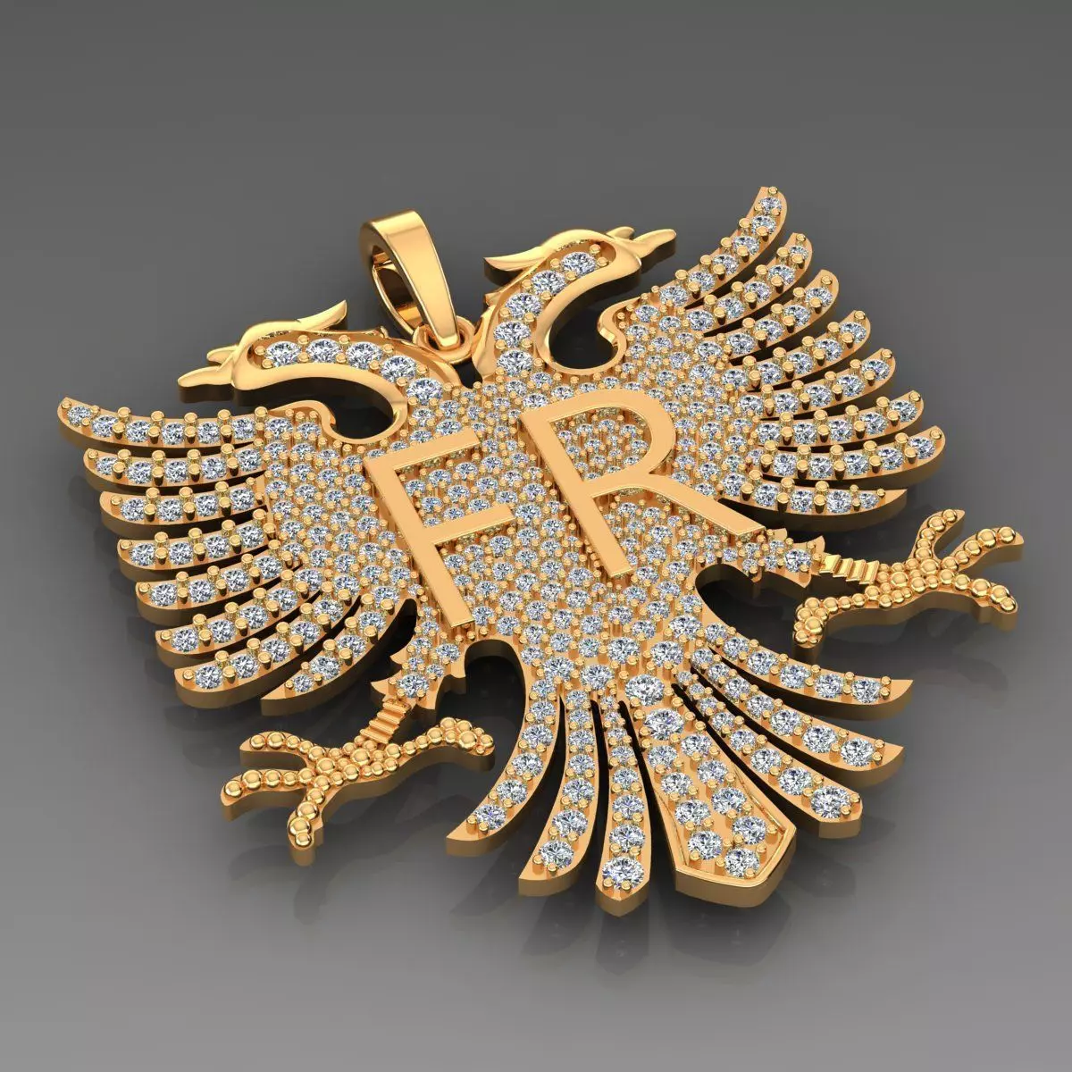 Albanian Duble Headed Eagle Pendant Necklace 3D print model