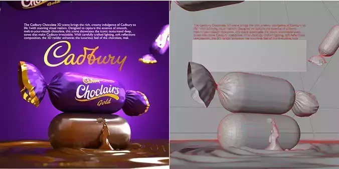 Chocolate Cube Candy And Caramel Drip