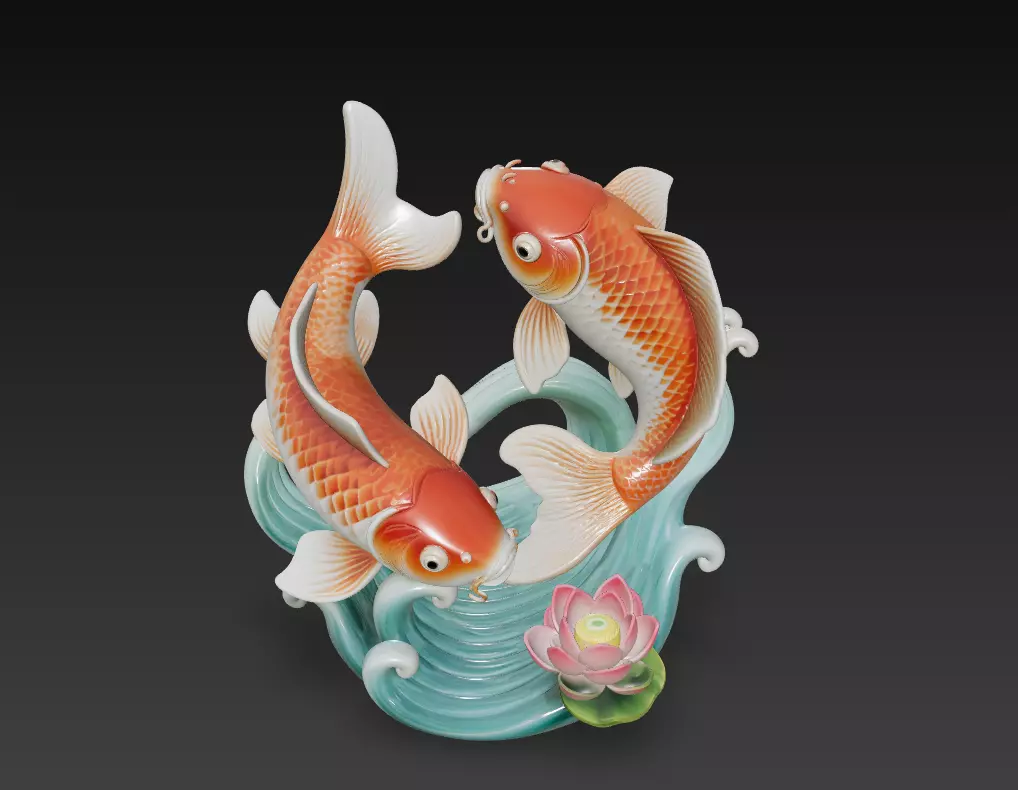 Feng Shui Koi Harmony Collection - Lucky Twin Fish Sculptures _2