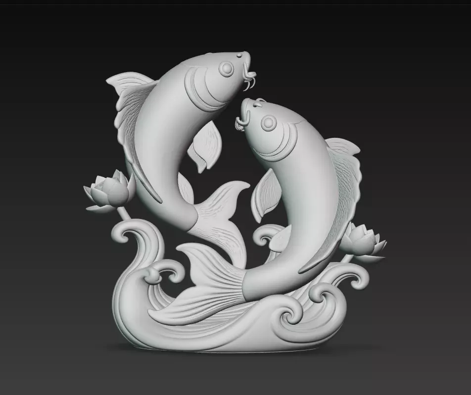 Feng Shui Koi Harmony Collection - Lucky Twin Fish Sculptures _19