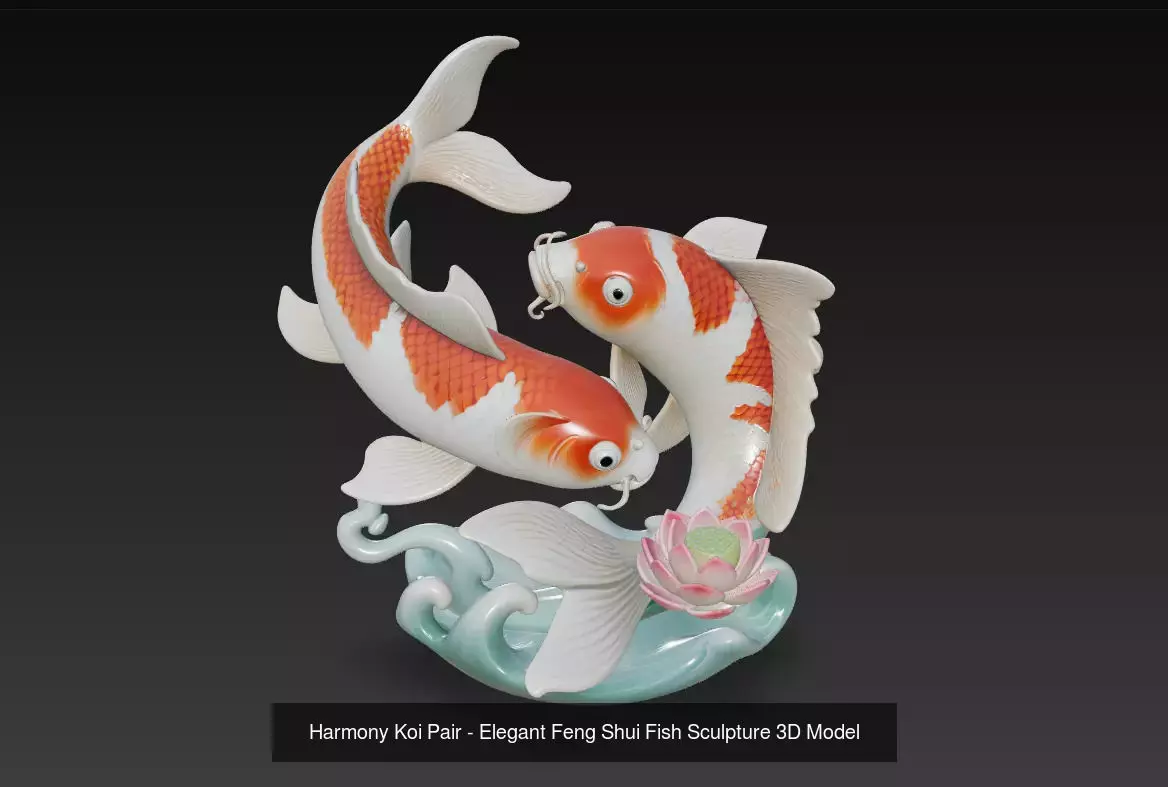 Feng Shui Koi Harmony Collection - Lucky Twin Fish Sculptures _7