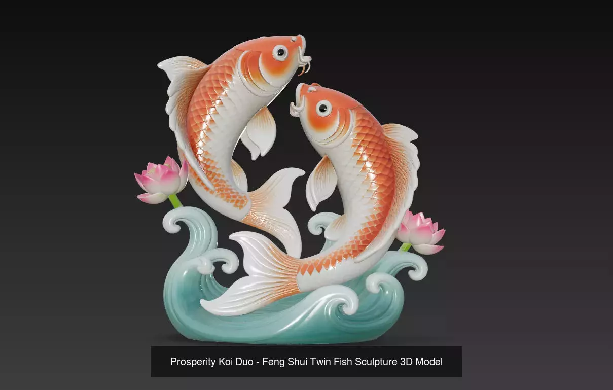 Feng Shui Koi Harmony Collection - Lucky Twin Fish Sculptures _5