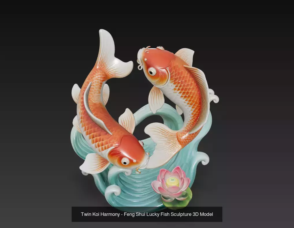 Feng Shui Koi Harmony Collection - Lucky Twin Fish Sculptures _3