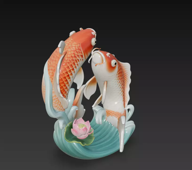 Feng Shui Koi Harmony Collection - Lucky Twin Fish Sculptures _12