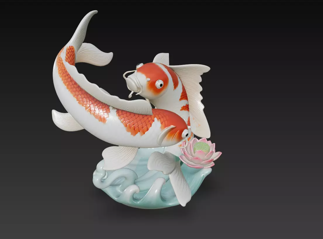 Feng Shui Koi Harmony Collection - Lucky Twin Fish Sculptures _16