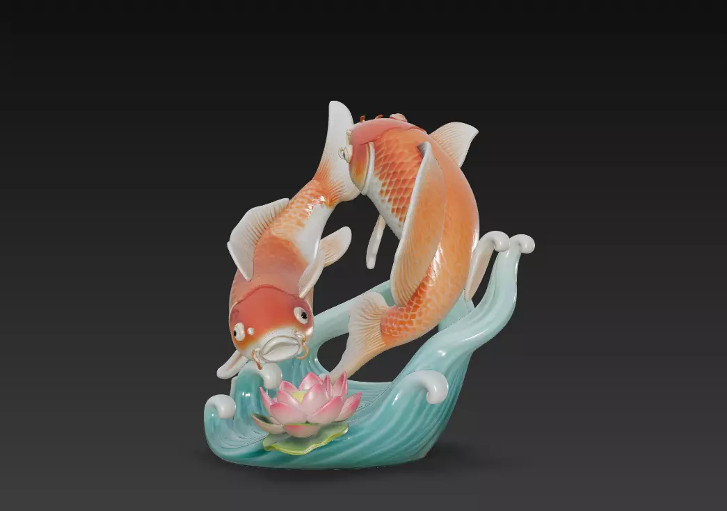 Feng Shui Koi Harmony Collection - Lucky Twin Fish Sculptures _6