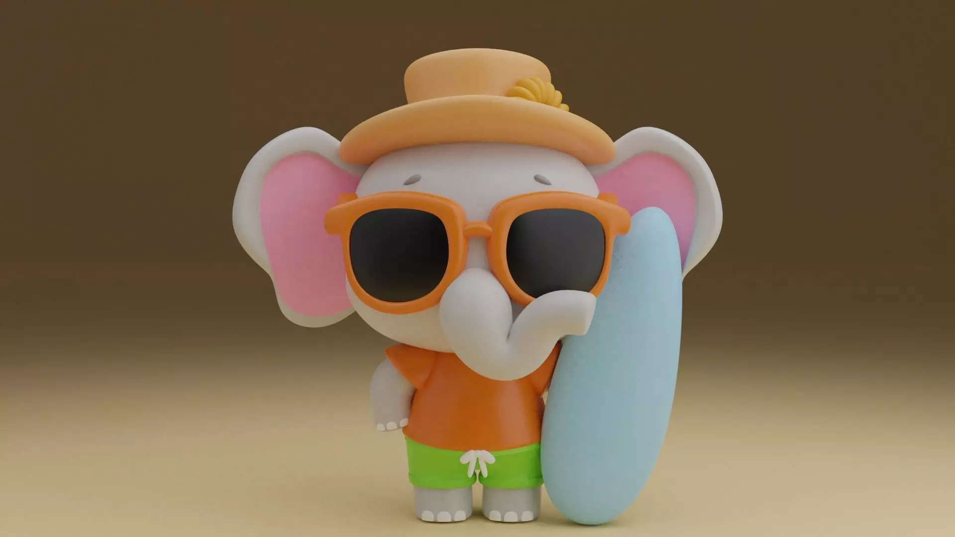 Summer elephant 01 3D print model_0