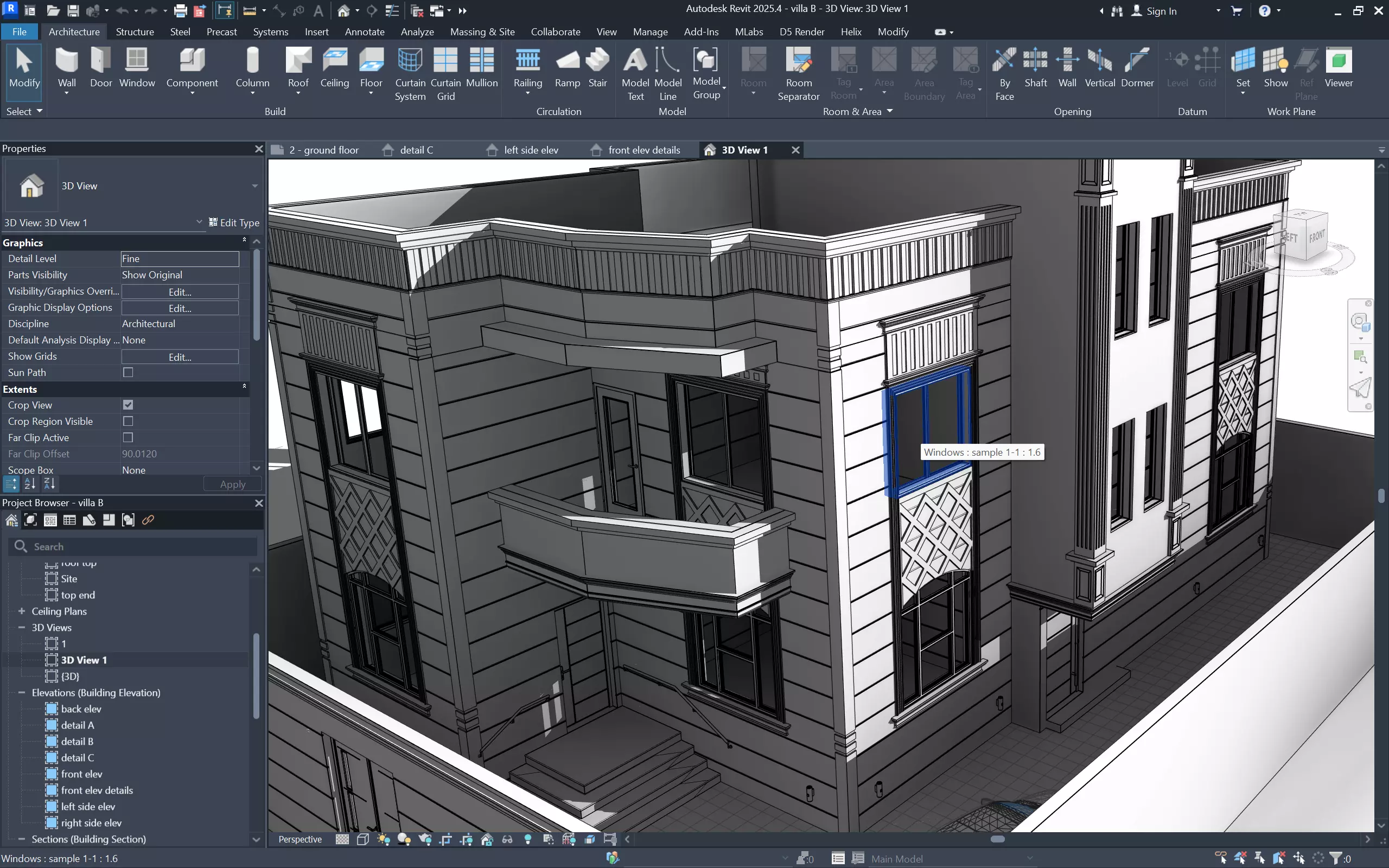 Luxury Neo Classical Villa I revit-D5-FBX-DWG-OBJ-STL-ACIS 3D model_13