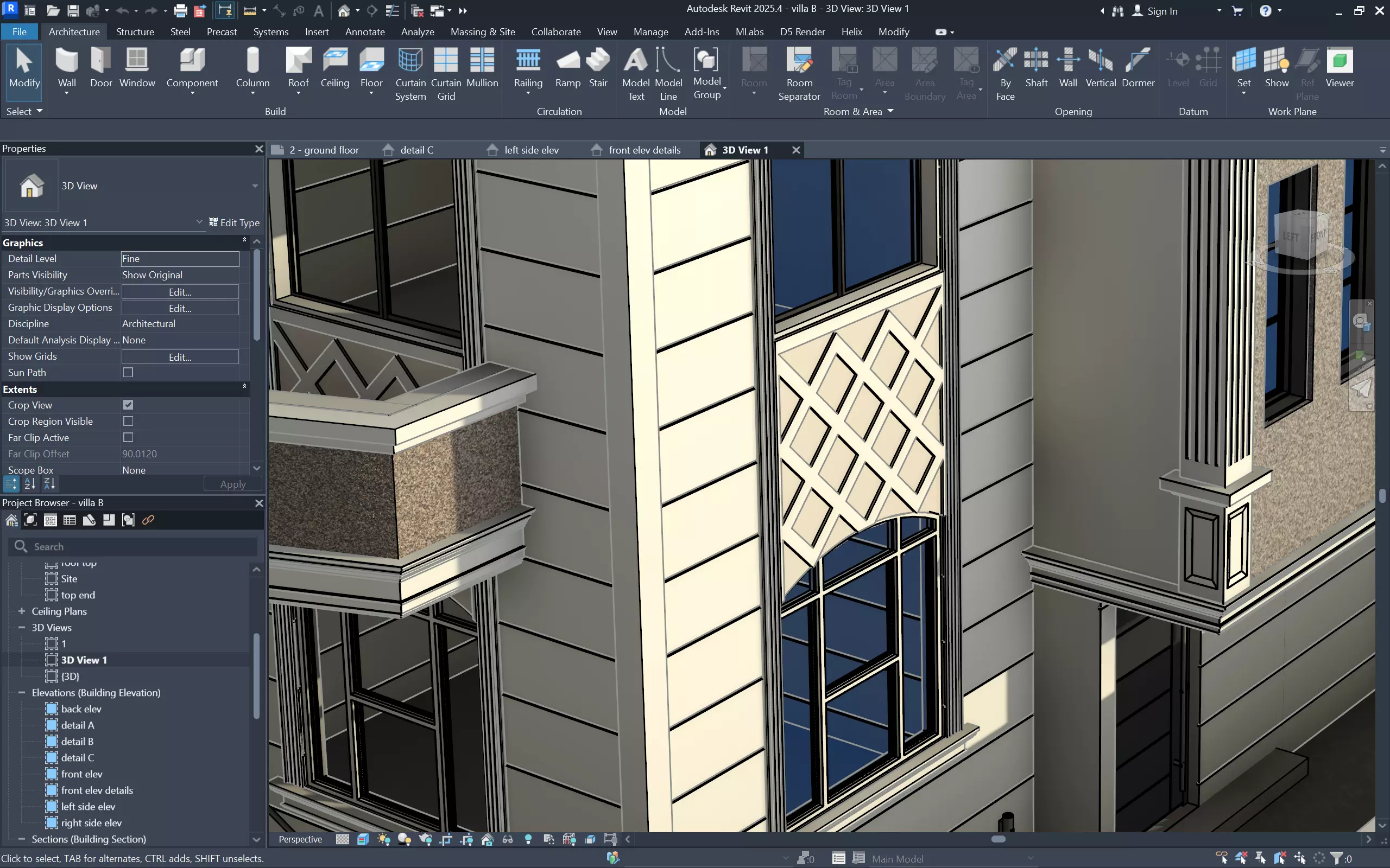 Luxury Neo Classical Villa I revit-D5-FBX-DWG-OBJ-STL-ACIS 3D model_15