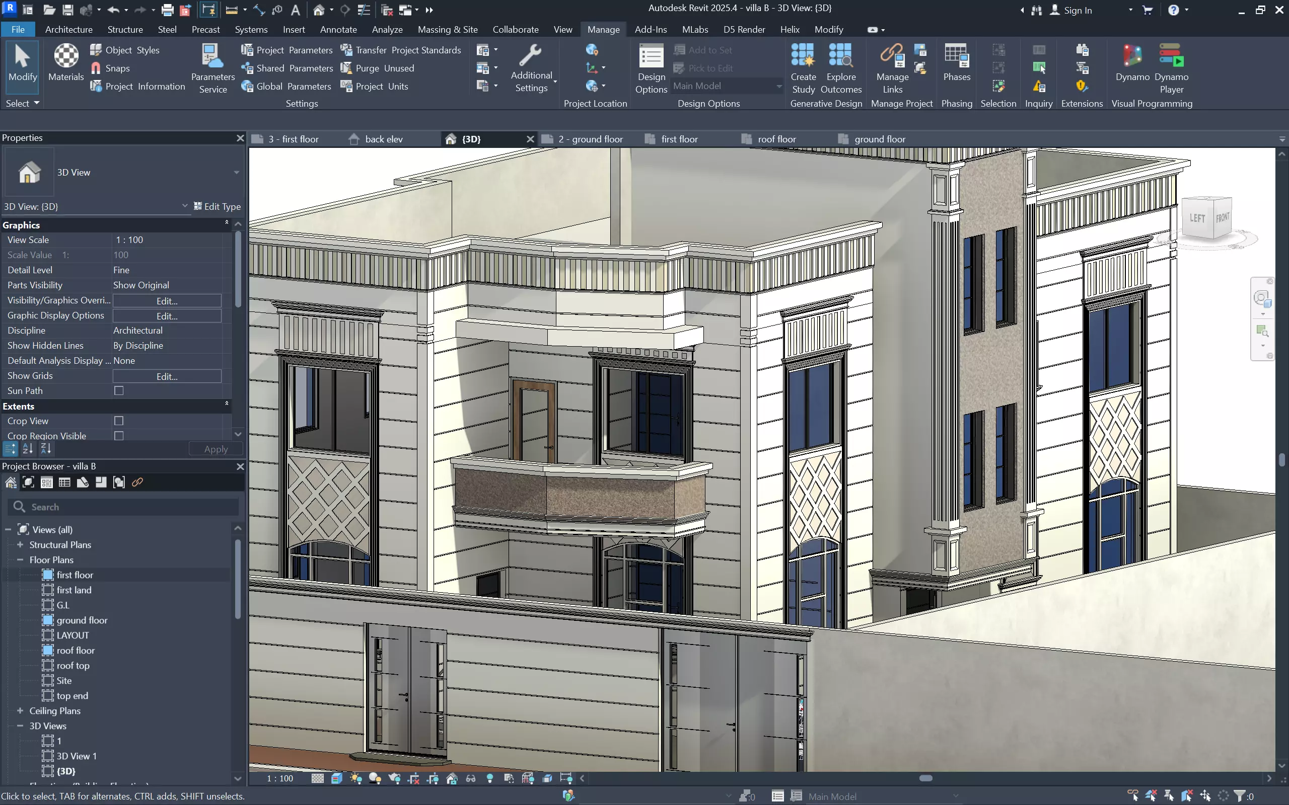 Luxury Neo Classical Villa I revit-D5-FBX-DWG-OBJ-STL-ACIS 3D model_3