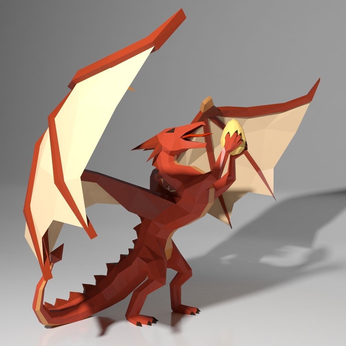 Dragon low poly style Low-poly 3D model_7