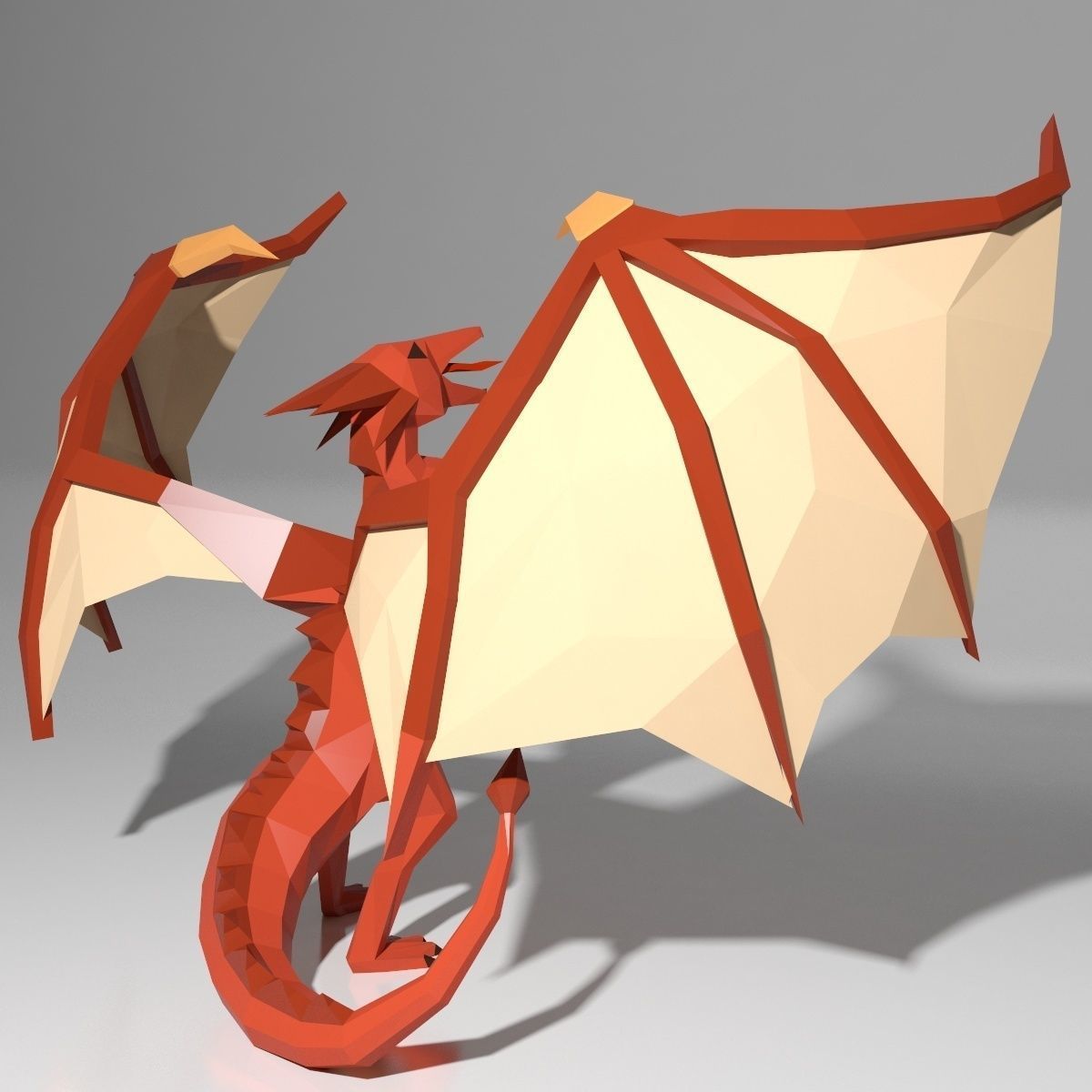 Dragon low poly style Low-poly 3D model_6