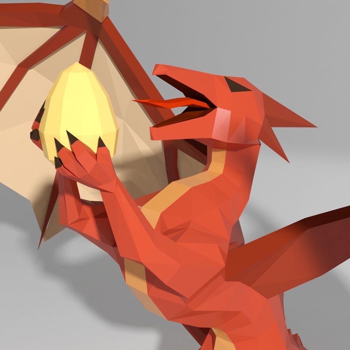 Dragon low poly style Low-poly 3D model_2