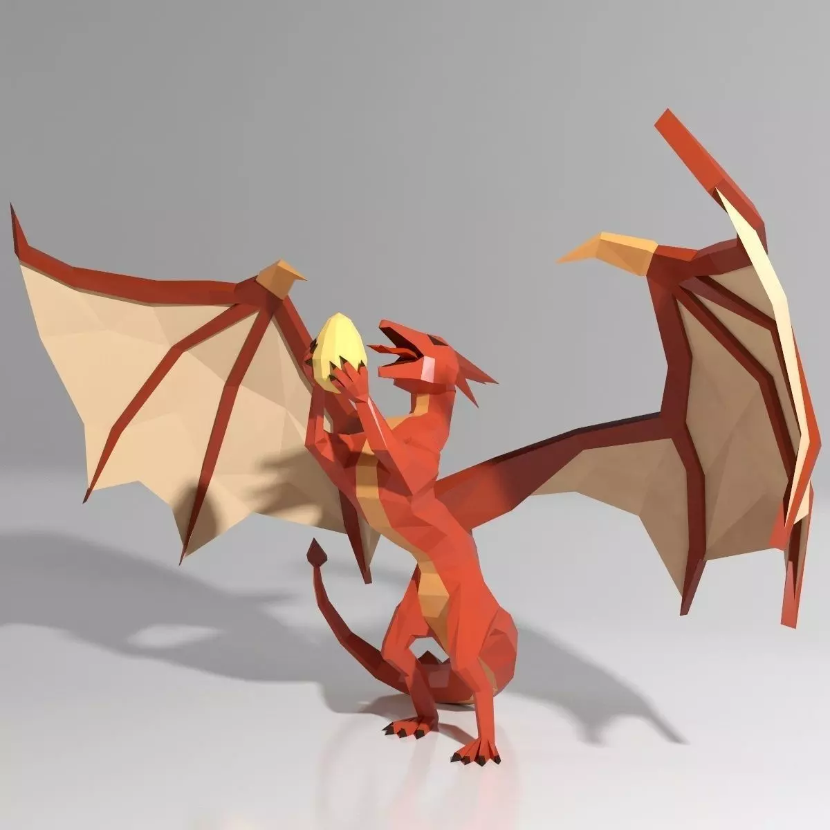 Dragon low poly style Low-poly 3D model_0